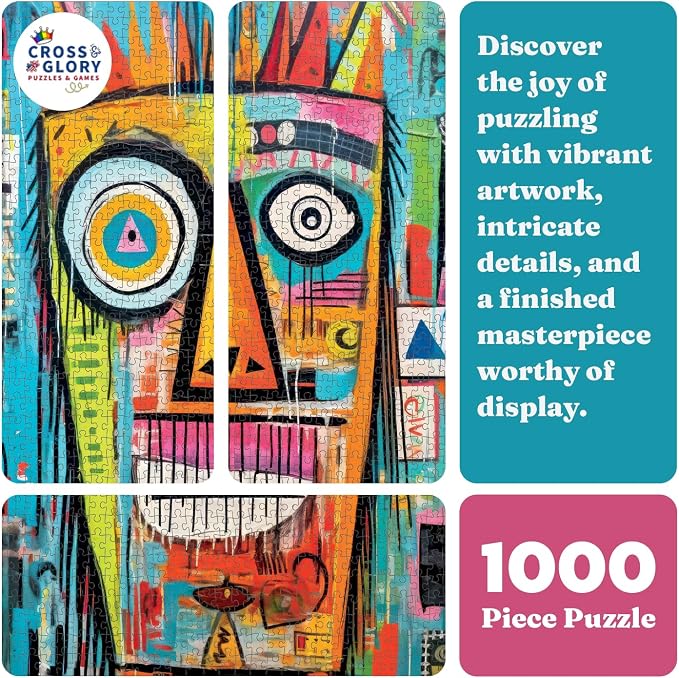 Cross & Glory - Crowned Canvas: Mask Majesty - 1000 Piece Jigsaw Puzzle for Adults | Vibrant Colors | Premium Puzzle | Challenging Brain Workout Idea