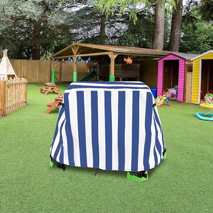 Kids Water Table Cover,Outdoor Heavy 600D Waterproof Anti-UV Dustproof Kids Water Play Table Cover,Compatible with Step2 Rain Showers Splash Pond Toddler Water Table,Blue Striped,Cover Only