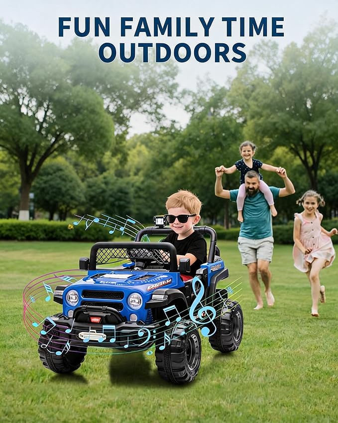 GarveeLife 12V Kids Ride On Car, 2 Seater Electric Toy Car for Toddlers and Children, Ride On Toys with Parent Remote Control, Battery-Powered w/Music & LED Lights