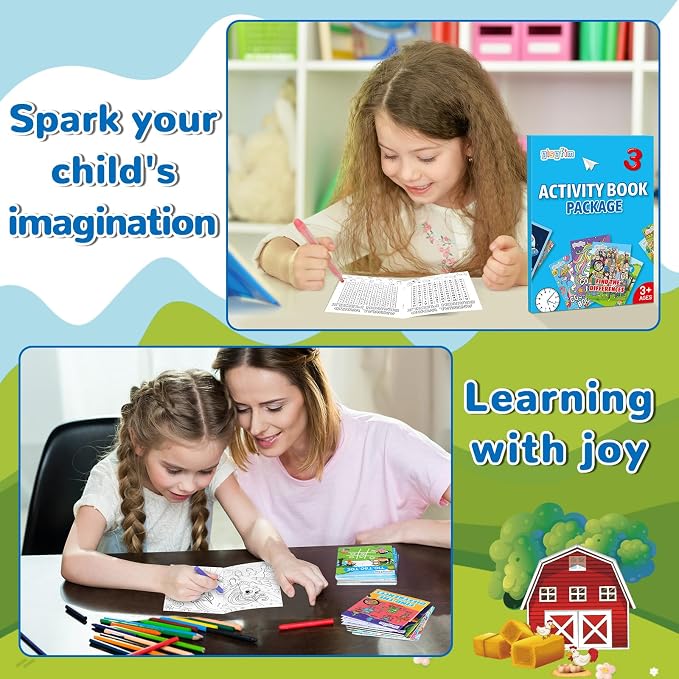 gisgfim 48 PCS Mini Activity Books Coloring Books Party Favors Bulk Challenging Game Include Mazes Dot to Dot Word Search Word Scramble for Ages 4-12 Goodie Bags Stuffers Kids Wedding Activities