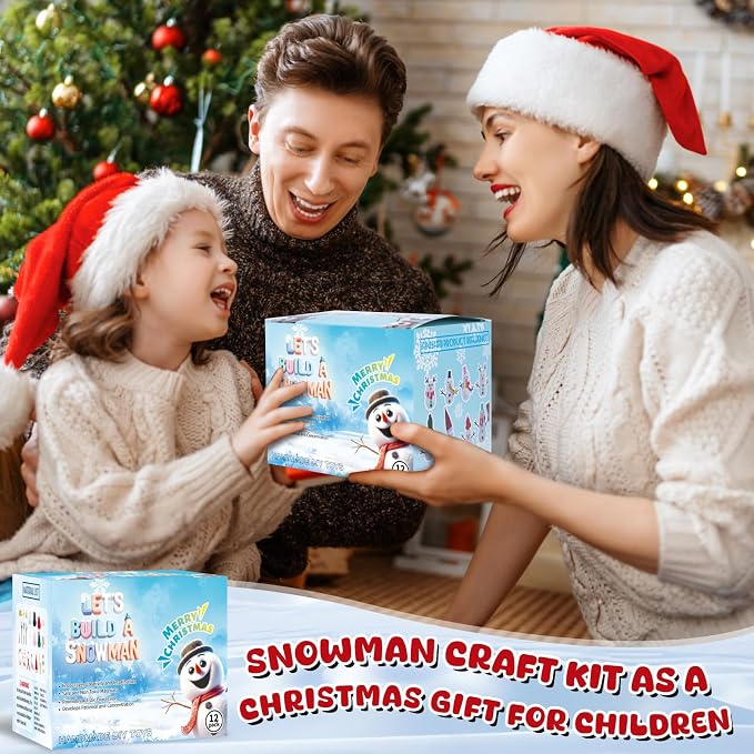 DSDFDS 12 Pack Christmas Craft - DIY Snowman Making Set for Kids, Creative Air Dry Modeling Clay, Build a Snowman Kit for Christmas Decorations Gifts Xmas Activities Holiday Favor Supplies