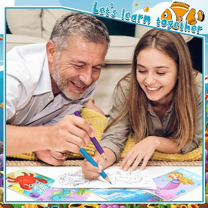 Estune 40 Pcs Ocean Coloring Books Bulk Under The Sea Party Favors Mini Small Coloring Book Bulk Birthday Party Gift Classroom DIY Craft Home