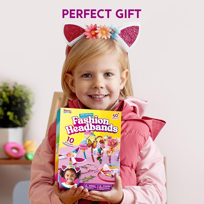 Klever Kits Headband Making Kit for Girls, Kids Headbands, DIY Hair Accessories for Girls, Kids Crafts, Make Your Own Hair Accessories, Birthday Gifts Ages 5-12