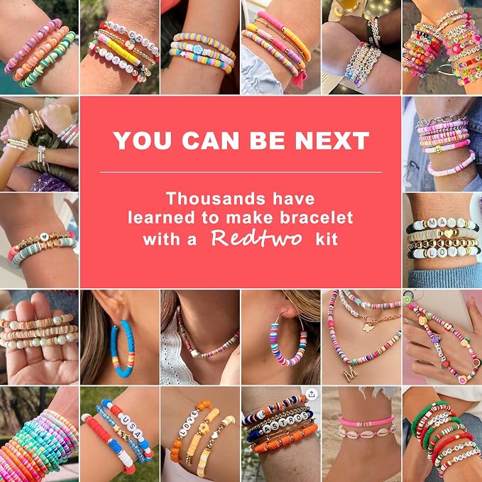 Redtwo 10000 Pcs Clay Beads Bracelet Making Kit, 3 Boxes 60 Colors Flat Preppy Beads for Friendship Bracelet Kit, Polymer Heishi Beads with Charms for Jewelry Making, Crafts Gifts for Teen Girls