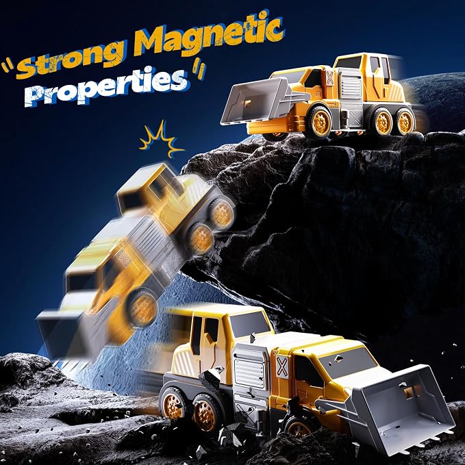 5-in-1 Robot Toys Cars for Kids 3-5, Magnetism Transforming Robots, Detachable Construction DIY Assembling Vehicle Sets, Educational Toys for Boys Girls 3 4 5 6 7 8, Birthday Gifts(Yellow)