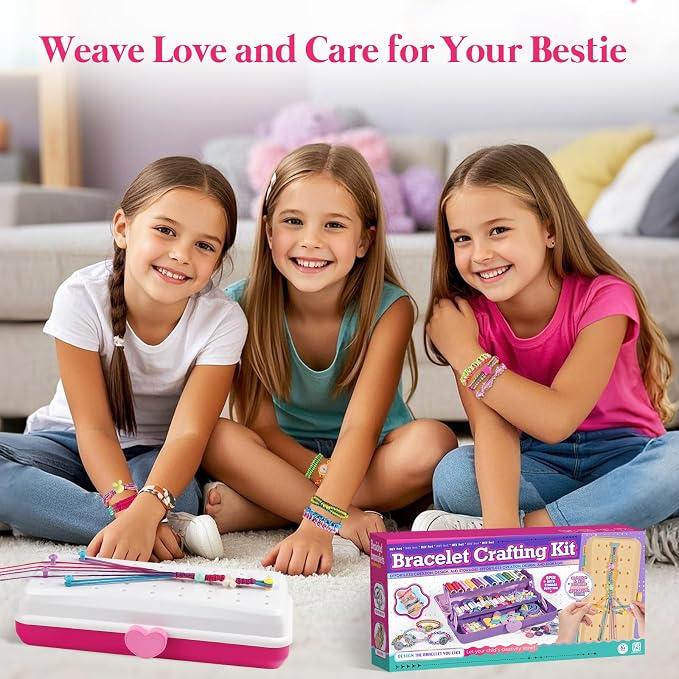 TingingYuli Friendship Bracelet Making Kit for Girls Ages 8-12, DIY String Bracelet Maker with 3-Layer Storage Box, Jewelry Making Kit Arts and Crafts Toy Gift for Kids Ages 6-12