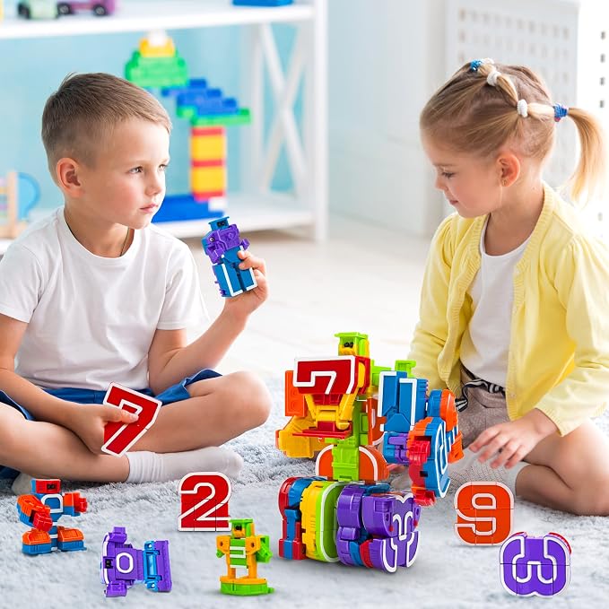 Lydaz 10 Pcs Number Robots Toys for Kids, STEM Educational Learning Action Figure Toys, Number Blocks Bots, Action Figures Toy, Preschool Math Toy, Birthday Gifts for Boys Girls 3 4 5 6 Years Old