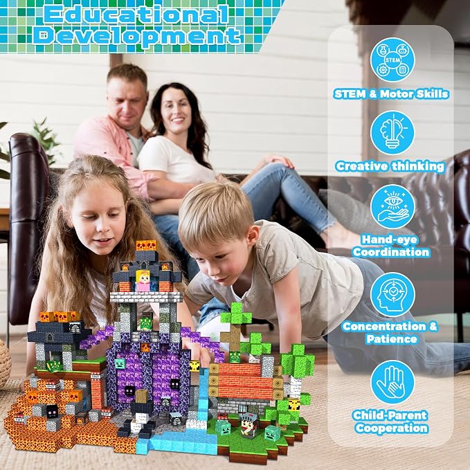 GraceDuck Magnetic Blocks - 150 PCS Build Dark Hell Forest Castle - Magnetic Toys for Montessori Toddler Easter Christmas Birthday Gifts - STEM Sensory Toys for 3 4 5 6 7 8 9 10 Year Old Boys & Girls