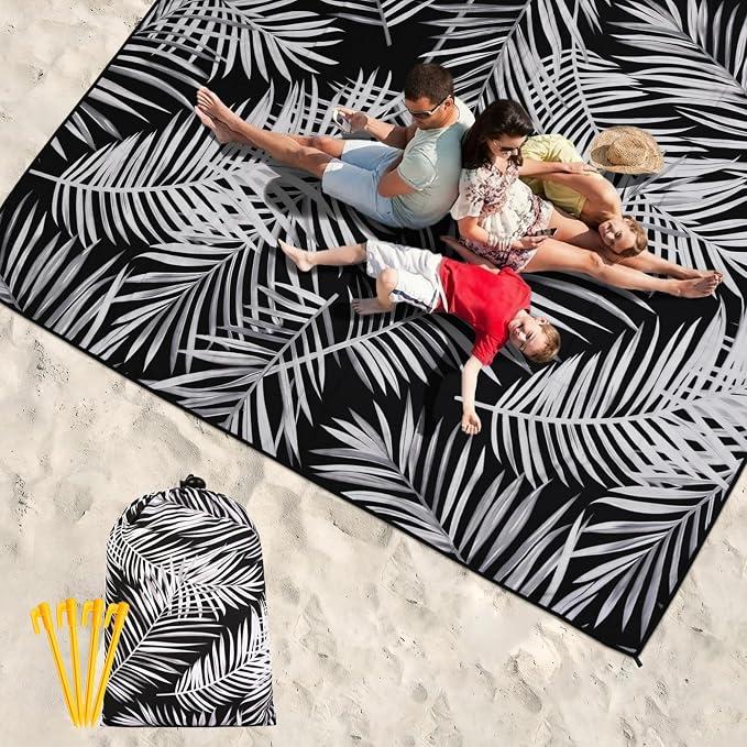 HIHOHO Beach Blanket Waterproof Sandproof Extra Large Beach Mat 79" X 83"/120"x108"for 1-8 Adults Quick Drying Durable Outdoor Picnic Mat for Beach Travel Camping Hiking