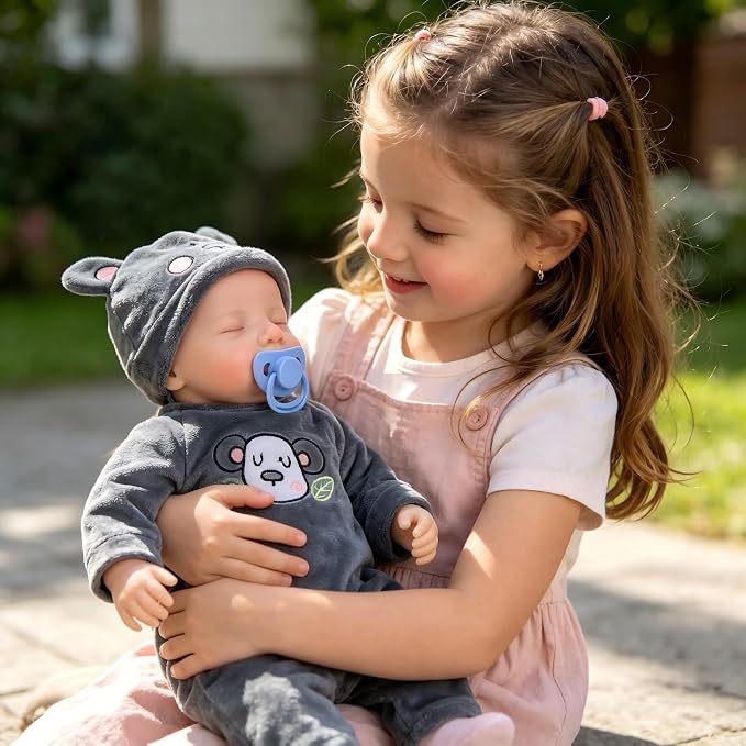 DAYOFFKIDS18Inch Sleeping Reborn Baby Doll, Realistic Newborn Baby Doll with Vinyl Body, Handmade Lifelike Washable Body Features, for Kids Ages 3+ (LeviBlack)