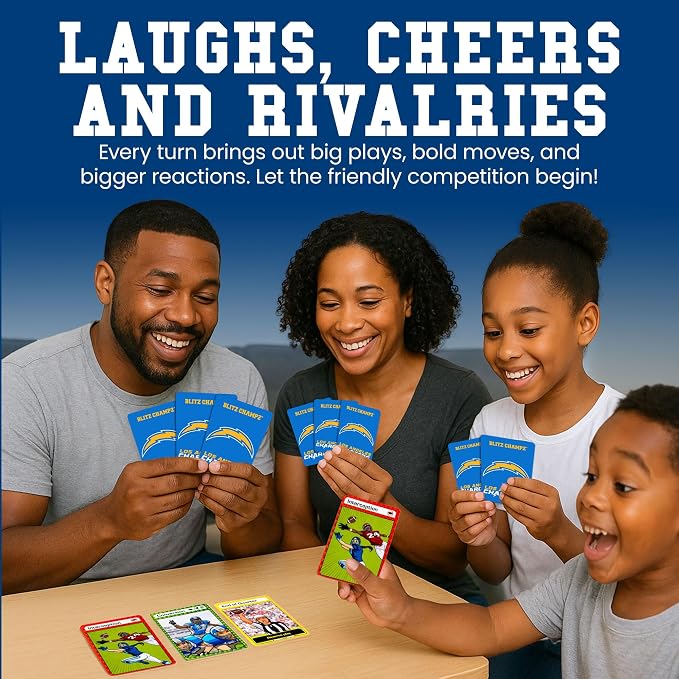 Blitz Champz Los Angeles Chargers – Official NFL Playing Cards & Chargers Gifts for Men & Women, Fun Travel Card Games for Adults & Kids Ages 7+, Ideal Camping Games for Friends & Family Game Night