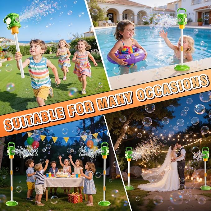 Bubble Machine for Toddlers 3-5, Bubble Blower Maker Lights Music with Remote Control, Standing Bubble Blower for Parties Birthday Wedding Toddlers Kid Summer Outdoor Toys