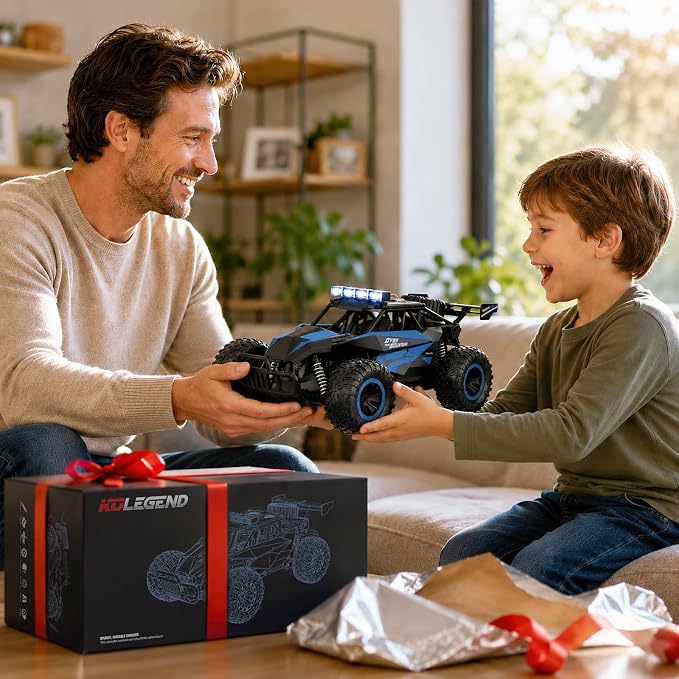kolegend Remote Control Car 2.4GZh High Speed 25km/h RC Monster Trucks 50+min with LED Headlight and Rechargeable Battery for Boys Girls Kids