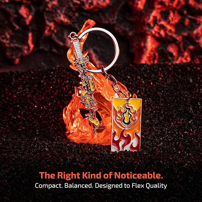 Demon Slayer Keychain, Anime Keychain with Sword & Charm Plate, Demon Slayer Merch & Gifts