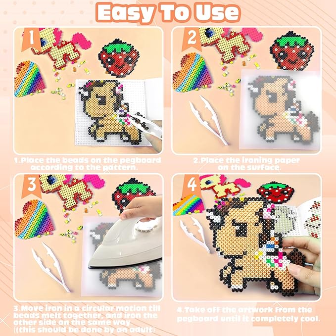 Fuse Beads Kit for Kids - 11000 Fuse Beads, 20 Colors 5mm Beads Craft Kits with Storage Box, Pegboards and Accessories, Arts and Crafts Set for Girls & Boys, DIY Creative Birthday Christmas Gifts