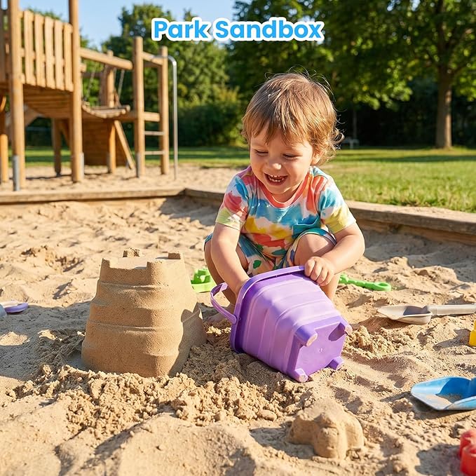Shindel 3Set Collapsible Beach Buckets, Foldable Sand Toys, for Kids Toddlers Outdoor Activities, Beach Fun Summer Vacation, Camping Gear, Travelling