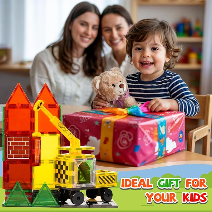 cossy Magnetic Tiles, Magnet Tiles, Magnetic Tiles for Kids Ages 4-8, STEM Toys, Magnet Blocks for Boys and Girls, Creative Building Toys, Engineering and Building Set
