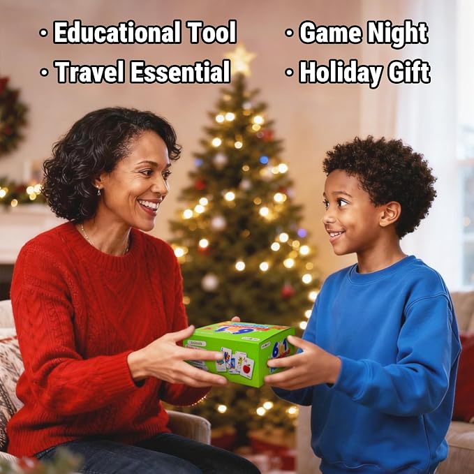 Educational 6 in 1 Kids Card Games, Alphabet & Simple Math, Large Cards | 6 Themes Designed With Mordern Education Concepts, Go Fish, New Old Maid, Gift for Kids 4+, Card Holders Included
