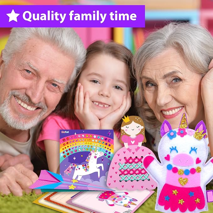 KRAFUN My First Craft Workshop Art and Craft Kit for Kids - Projects in 10 Envelopes, Unicorn, Mermaid, Princess & Llama Crafts, Creative Educational Activities Girls Toddlers Ages 3 4 5+