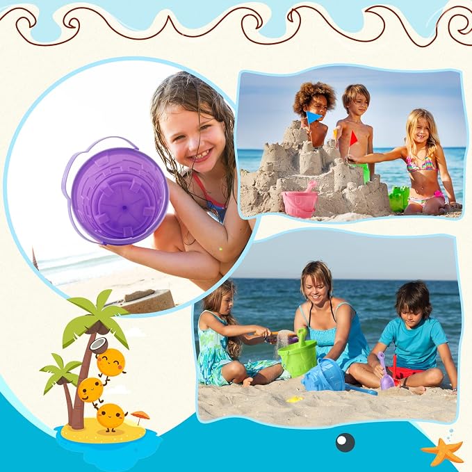 Sosation Sand Buckets Bulk for Kids Summer Sand Buckets and Shovels for Kids 5.5 Inch Plastic Beach Pails Toys for Girls Boys Gift Party Favor, 5 Assorted Colors(Bright Color,60 Pcs)