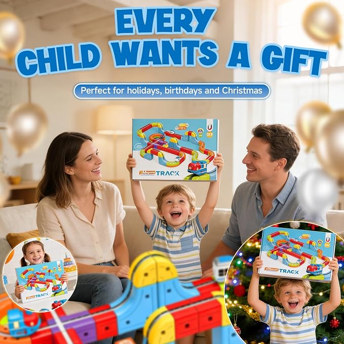 Electric Magnetic Train Toys Set- Flexible Race Track for Kids 3 4 5 6 7 8,stem Gravity Magnetic Roller Car Track for Toddlers,3D Infinity Cube Track Learning Gift Anti-Gravity Design,98 Pcs/2 car