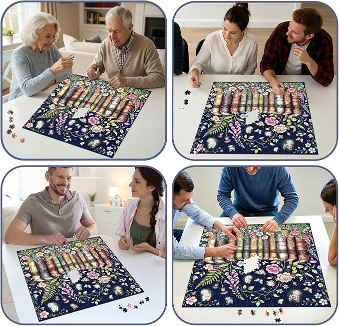Botanical Book Garden Puzzles for Adults 1000 Pieces,Challenging Jigsaw Puzzles for Adults,Difficult Impossible Puzzle for Family Game Night,Recycled Paper Jigsaw Puzzle,Gifts for Boys Girls