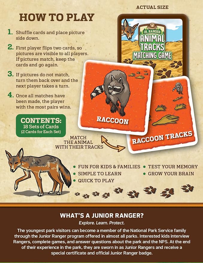 Masterpieces Jr Ranger - Animal Tracks Matching Game - Fun Family Entertainment for Kids and Adults - Educational, Engaging, and Perfect for Game Night, Classroom Activities, and Interactive Play
