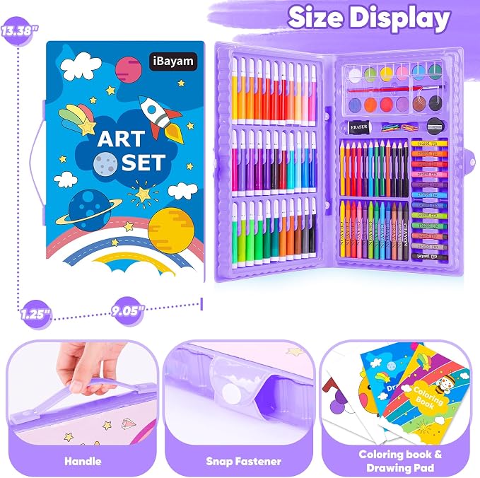 iBayam Aesthetic Cute Preppy Stuff Art Supplies, 149-Pack Drawing Kit Coloring Painting Art Set Gifts Box for Adult, Arts and Crafts for Adult, with Drawing Pad, Coloring Book