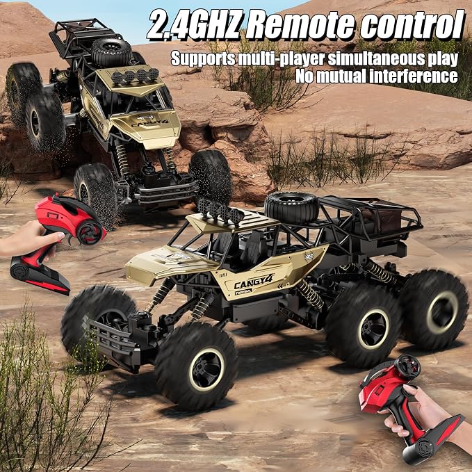 Jiakora Remote Control Monster Truck, RC Cars Rock Crawler RC Truck with 2 Rechargeable Batteries, Metal Exterior & LED Lights, Large Boy Toys for Ages 4-7, 8-12 & Adults Great Gift