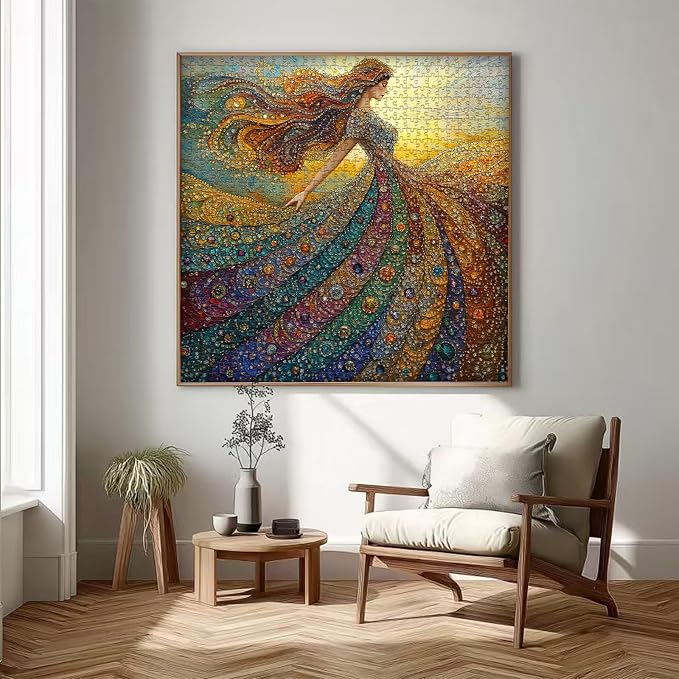 PICKFORU Gemstone Woman Puzzle for Adults 1000 Pieces,Beauty Elegant Lady Jigsaw Puzzle with Colorful Crystal Diamond, Impossible Difficult Hard Challenge for Adults Aesthetic Puzzle