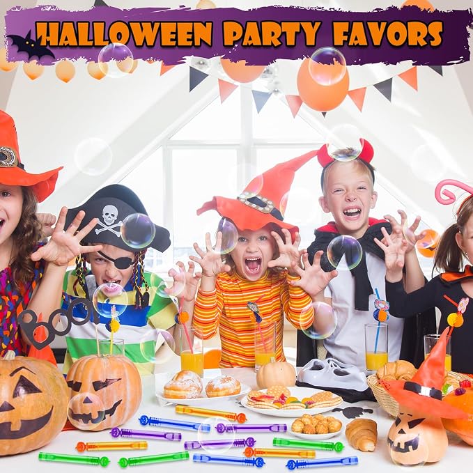 Halloween Party Favors Goodie Bag Stuffers for Kids,32 Pack Mini Bubble Wands for Toddlers,Halloween Trick or Treat Bags Bucket Fillers,Class Games Prizes Toys Gifts Activities Supplies for Boys Girls