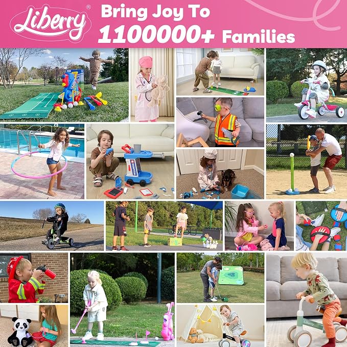 Liberry Toddler Golf Set for 2 3 4 Years Old Girls Boys, Upgraded Kids Golf Clubs Set with Golf Cart, Putting Mat, Outdoor Indoor Sports Toy Birthday Gift, Pink