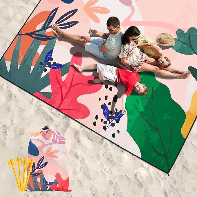 HIHOHO Beach Blanket Waterproof Sandproof Extra Large Beach Mat 79" X 83"/120"x108"for 1-8 Adults Quick Drying Durable Outdoor Picnic Mat for Beach Travel Camping Hiking
