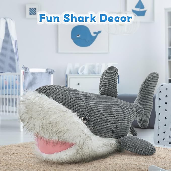 MorisMos Great White Shark Stuffed Animal Plush Pillow, 47" Giant Mako Shark Toy for Kids, Adults,4ft Large Ocean Animal Gift for Marine Creature Lovers, Sea Life Decoration for Room, CE/CPC Certified
