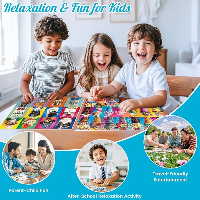 4-Pack 100 Piece Puzzles for Kids Ages 6-8 8-10 - Large Piece Puzzles for Adults Seniors Kids,Dogs Cats Ice Cream Animals Jigsaw Puzzle for Kids Ages 4-6,Learning Educational Toys Gifts for Boys Girls