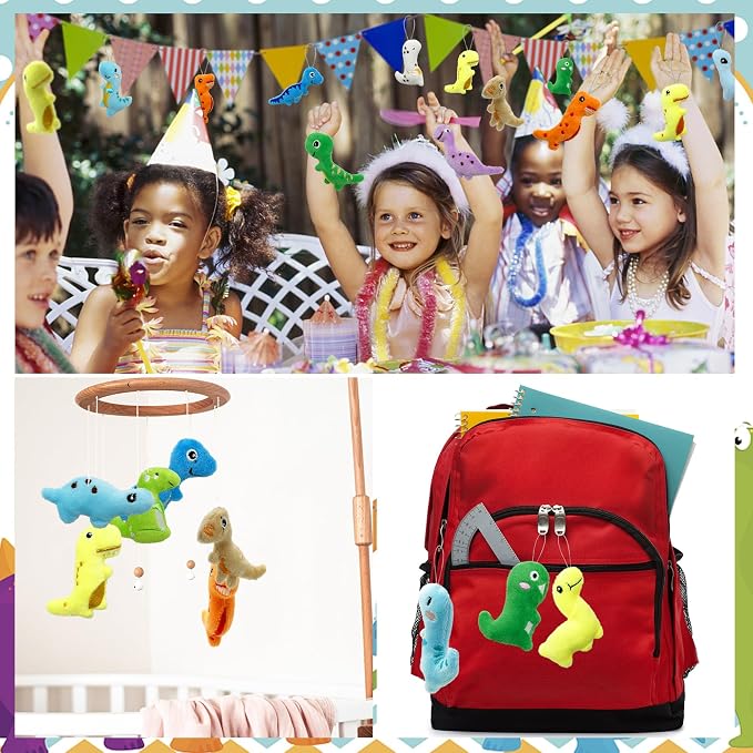 XIPEGPA 40 PCS Mini Dinosaur Plush Toys Set Cute Small Dinosaur Stuffed Toy Keychain for Party Favors Keychain Ornament for Goody Bag Easter Egg Stuffers Carnival Birthday Party Classroom Prizes