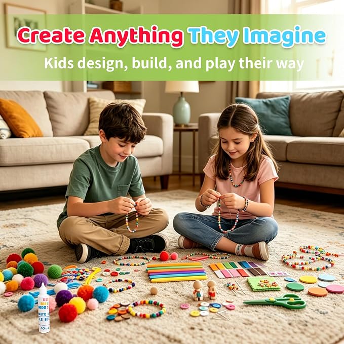 Kid Made Modern Arts and Craft Kit – A DIY 3.8 Pounds of Hobby Craft Supplies & Materials Box for Creative Art Projects for Kids Age 4 5 6 7 8 9 10 11 & 12 Year Old Girls & Boys