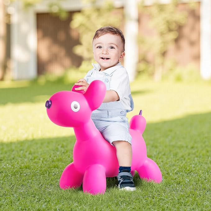 Bouncy Animal Hopper for Toddlers, Balloon Dog Inflatable Jumping Horse, Inflatable Ride on Dog Bouncer Hopping Toys Gifts for Boys Girls 18 Months 2 3 4 5 6 Years Old
