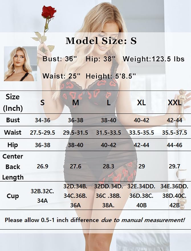 Avidlove Lingerie for Women Mesh Babydoll Lingeries Lace Chemise Floral Sleepwear Dress Sheer Exotic Boudoir Outfit S-XXL