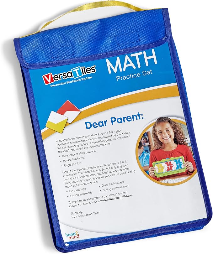 hand2mind VersaTiles Math Practice Take Along Set for Grade 1, Homeschool Curriculum, Math Workbook for Students, Elementary Classroom Must Haves, First Grade Learning Activities