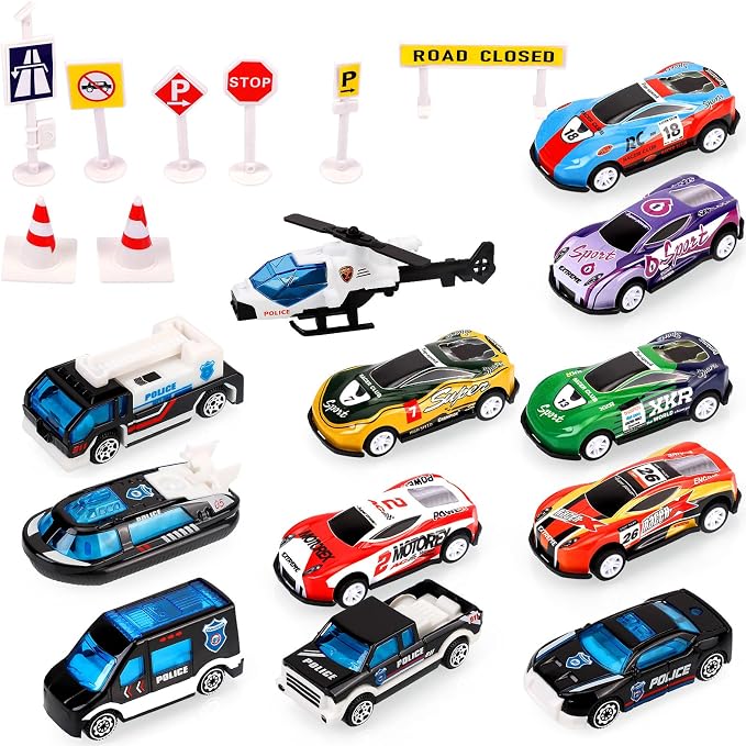 Toddler Toys for 3-4 Year Old Boys,Large Transport Cars Carrier Set Truck Toys with 12 Die cast Vehicles Truck Toys Cars,Ideal Christmas Easter Gifts Toys for Kids Age 3-7