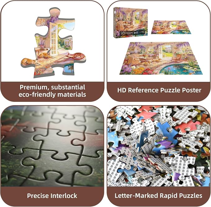 Garden Sunroom Retreat Puzzles for Adults 1000 Pieces,Impossible Hard Difficult Challenging Jigsaw Puzzles for Adults 1000 Pieces,Puzzle with Letters on Back,Recycled Paper Jigsaw Puzzle(27.6"x19.7")