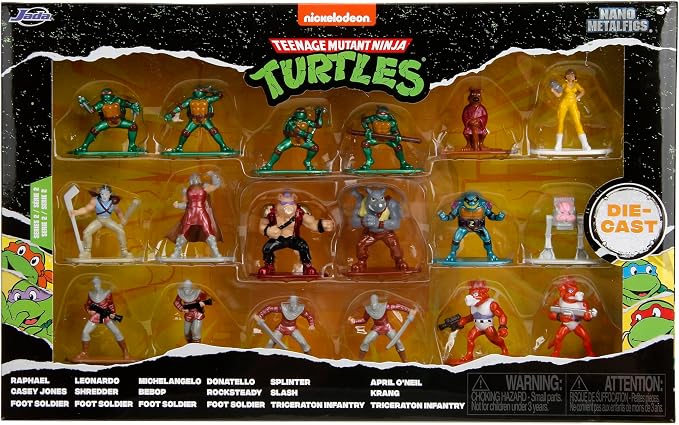 Jada TMNT 1.65" 18-Pack Wave 2 Die-Cast Figures Nano Metalfigs, Toys for Kids and Adults