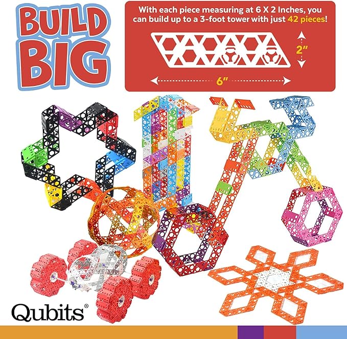 Qubits STEM Construction Set - 50 Pieces: an Open Play Engineering and Building Toy