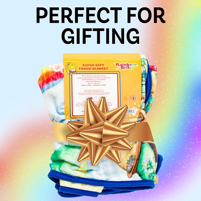 Silver Buffalo Rainbow Brite Rainbowland 45" x 60" Fleece Throw, Soft and Cozy Blanket, 250 GSM