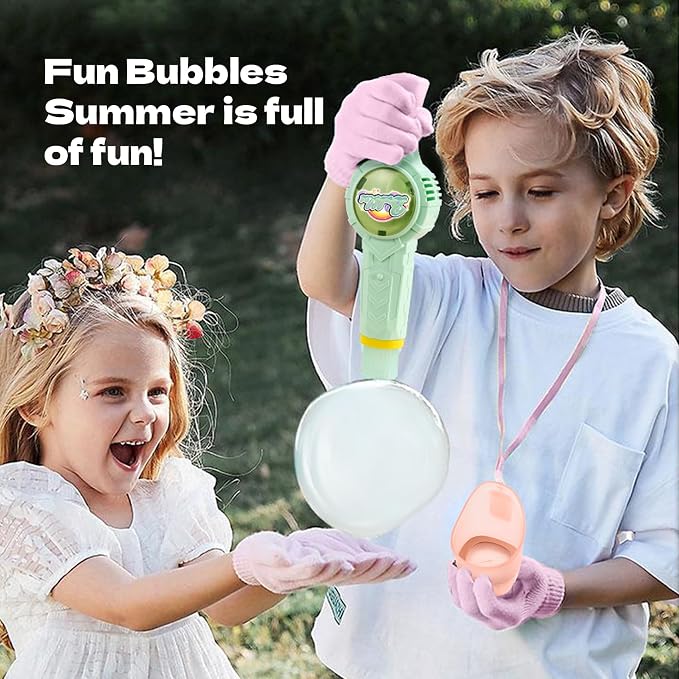 Fog Bubble Machine, Rechargeable Automatic Electric Smoke Bubble Machine, Magic Interactive Fog Bubble Maker with Smoke, Colorful Lights & Music, Bubble Fog Game for Parties Gift (Green)