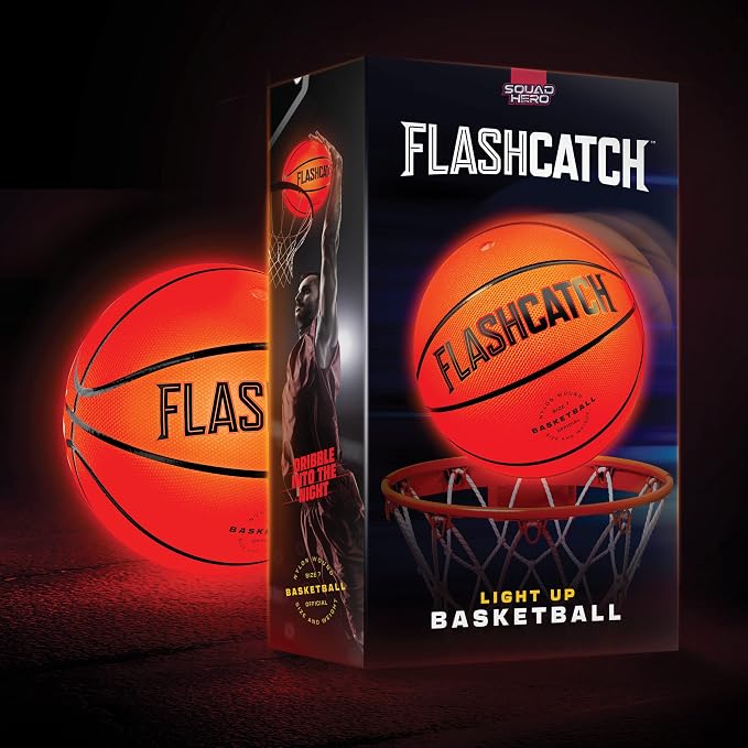 FlashCatch Light Up Basketball - Glow in The Dark - Sports Gear Accessories Gifts for Boys 8-15+ Year Old - Kids Teens Gift Birthday Ideas - Teen Boy Toys Ages 8 9 10 11 12 13 14 15 Outdoor Teenager