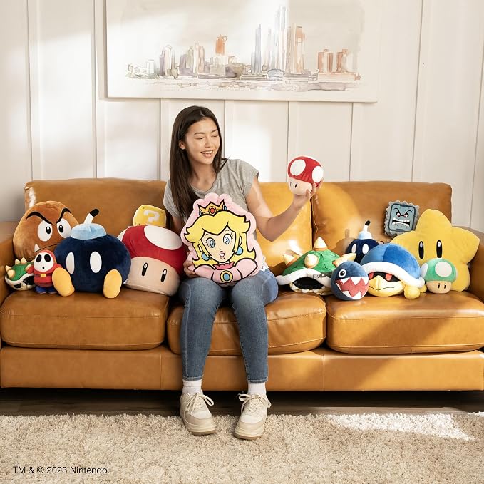 Club Mocchi Mocchi- Super Mario Plush - Buzzy Beetle Plushie - Squishy Mario Toys and Cute Stuffed Animals - Gaming Room Decor - Video Game Collectibles - 15 Inch