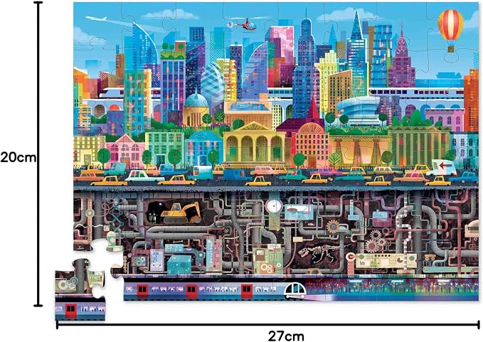 Crocodile Creek Above + Below 60-Piece Jigsaw Floor Puzzle - Fun Floor Puzzles for Kids Ages 4-8, Big City
