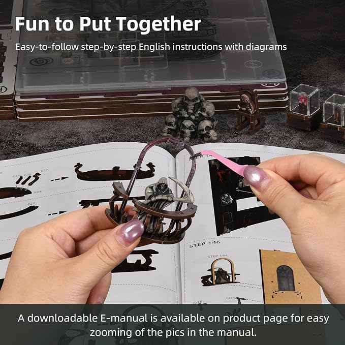 CCCDF Book Nook Kit, DIY Miniature Dollhouse, Library Booknook Kit Bookend Bookshelf with LED Light for Adults Teens (Haunting Relics)
